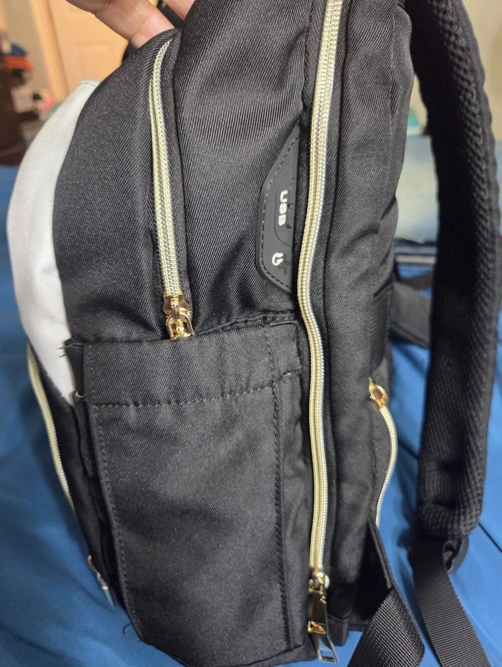 Nubily Quilted Unisex Backpack/laptop - Black, White & Brown